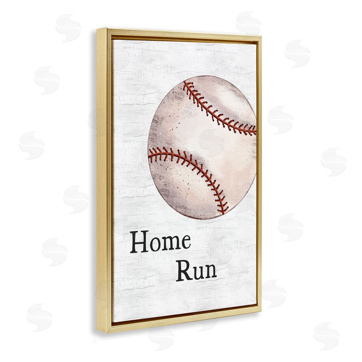 JJ Design House LLC Home Run Baseball Gold Floating Frame Canvas Wall Art Print