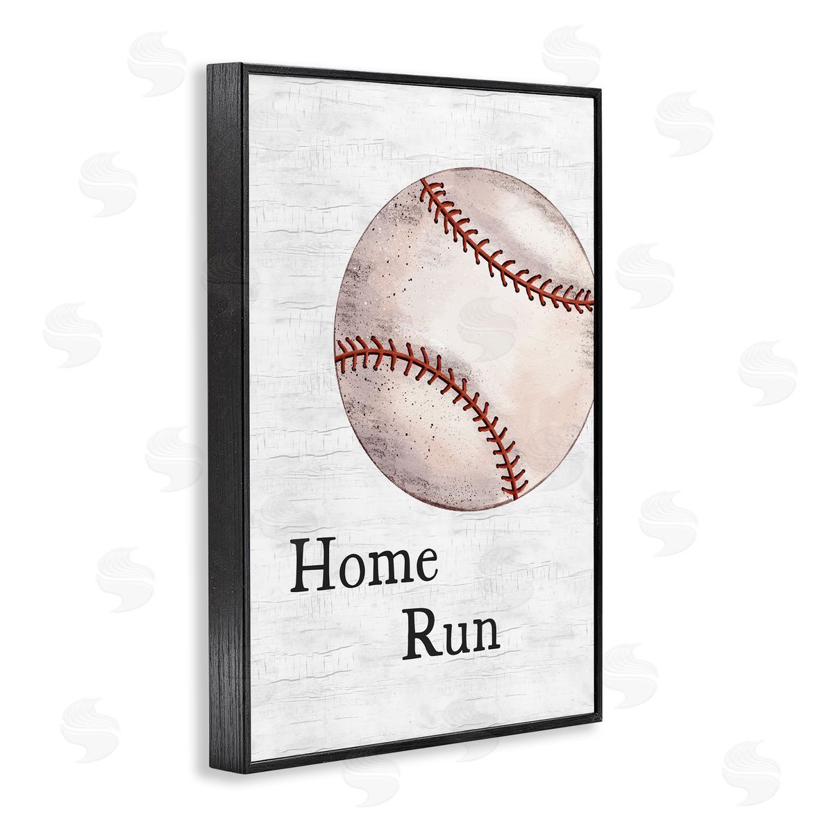 JJ Design House LLC Home Run Baseball Black Framed Giclee Wall Art Print