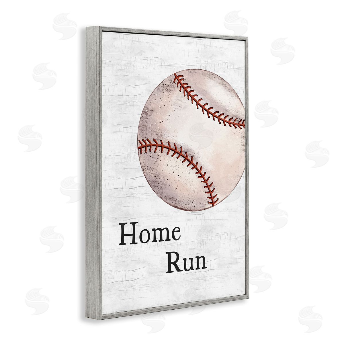 JJ Design House LLC Home Run Baseball Gray Framed Giclee Wall Art Print