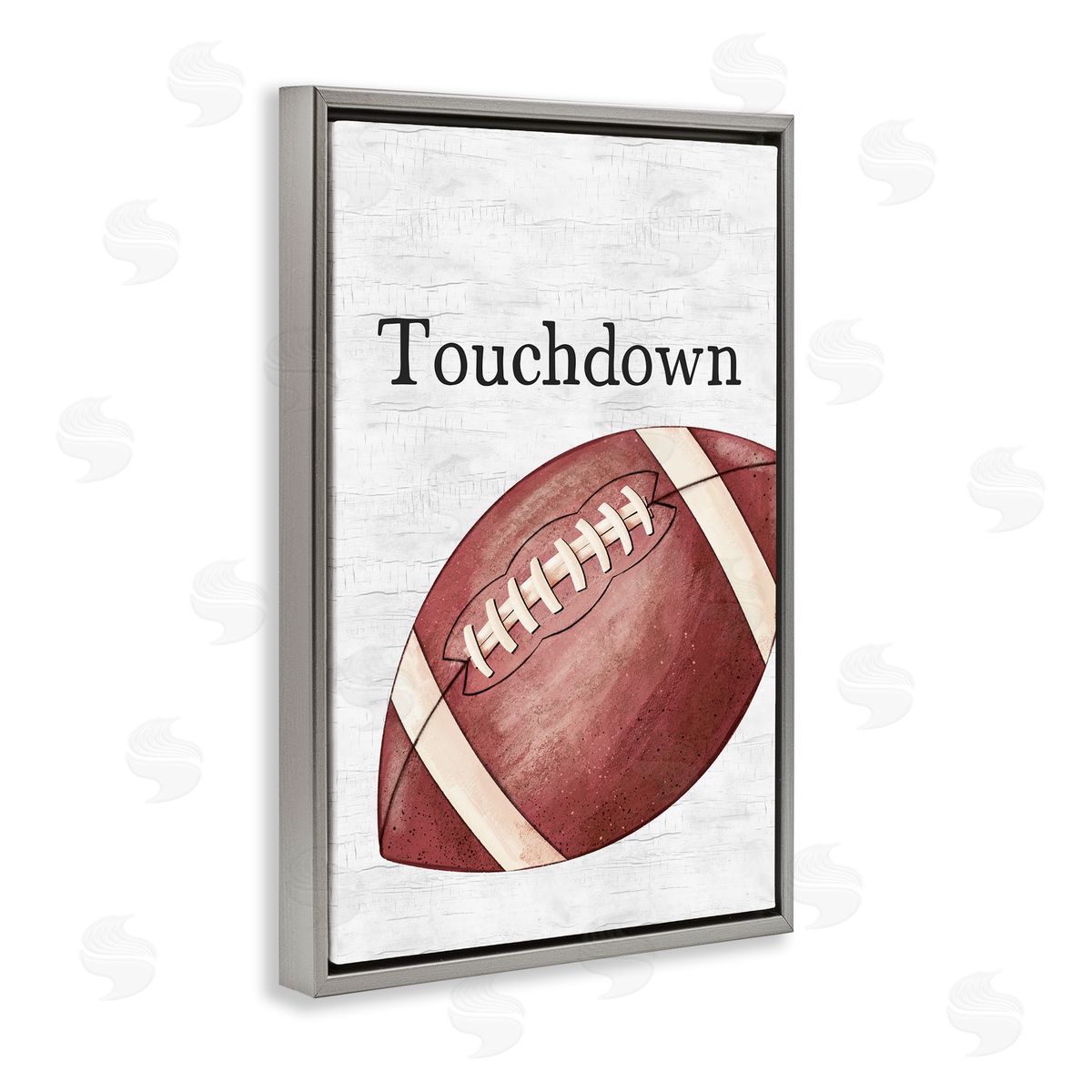 JJ Design House LLC Touchdown with Football Gray Floating Frame Canvas Wall Art Print