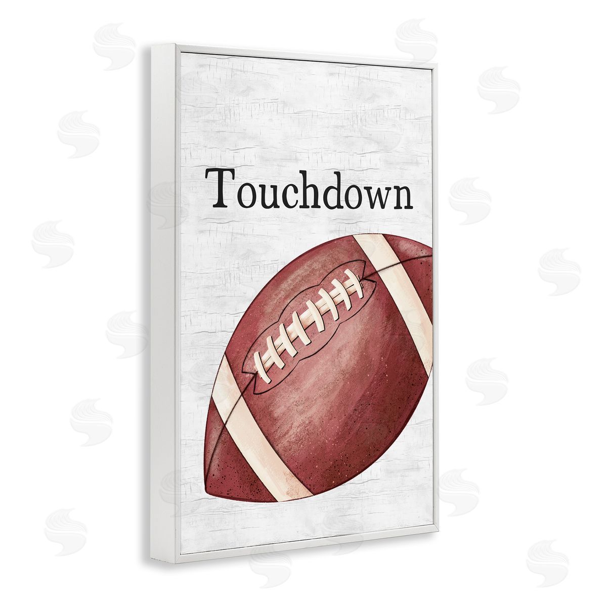 JJ Design House LLC Touchdown with Football White Framed Giclee Wall Art Print