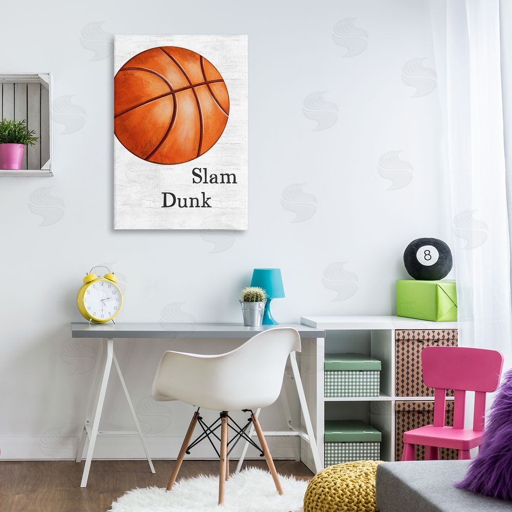 JJ Design House LLC Slam Dunk Basketball Canvas Wall Art Print in Room