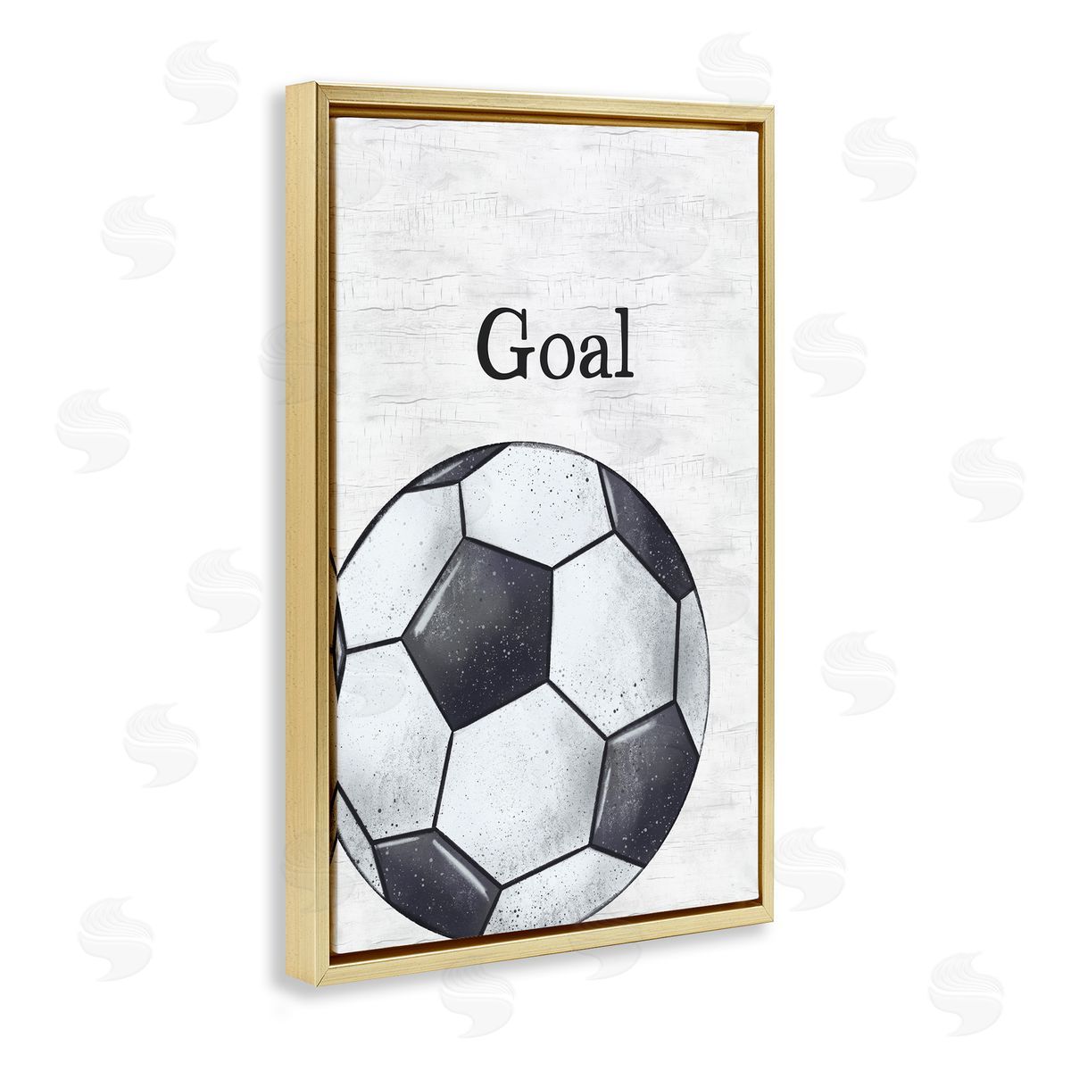 JJ Design House LLC Soccer Ball Goal Gold Floating Frame Canvas Wall Art Print