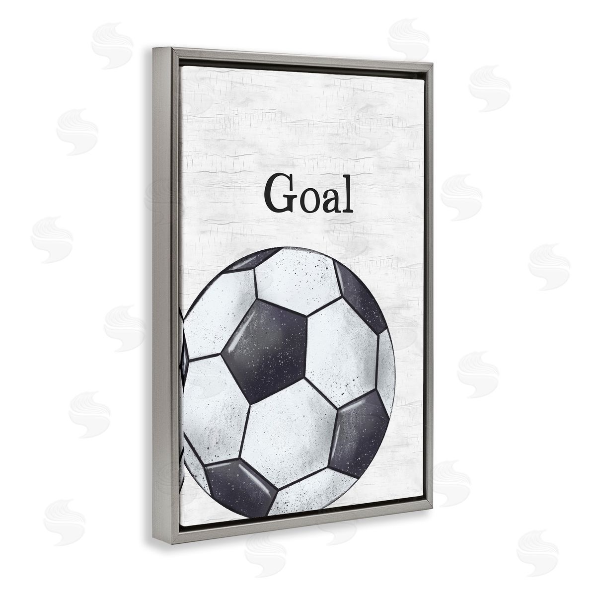 JJ Design House LLC Soccer Ball Goal Gray Floating Frame Canvas Wall Art Print