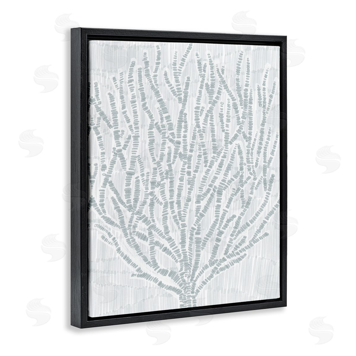 Jetty Home LLC Sketched Coral Sprigs Black Floating Frame Canvas Wall Art Print