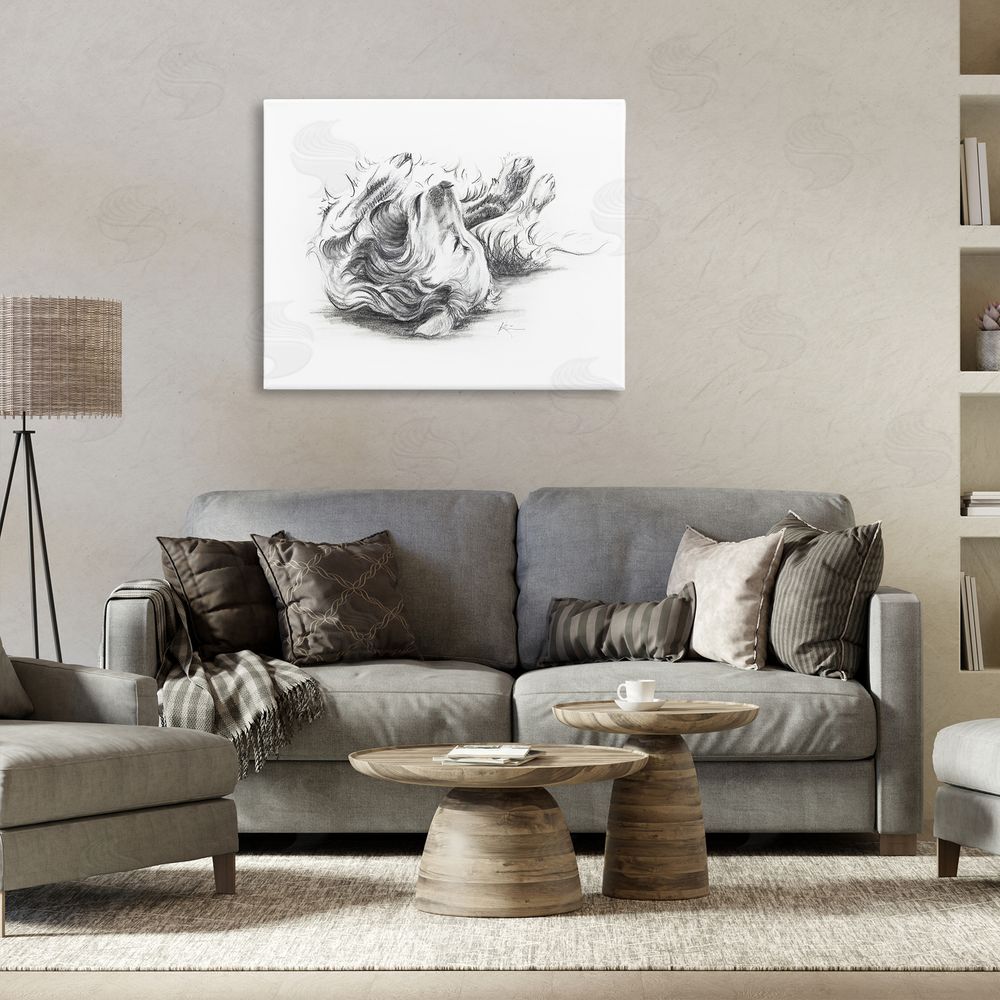 Lindsay Kivi Fine Art Naptime Dog Drawing Canvas Wall Art Print in Room