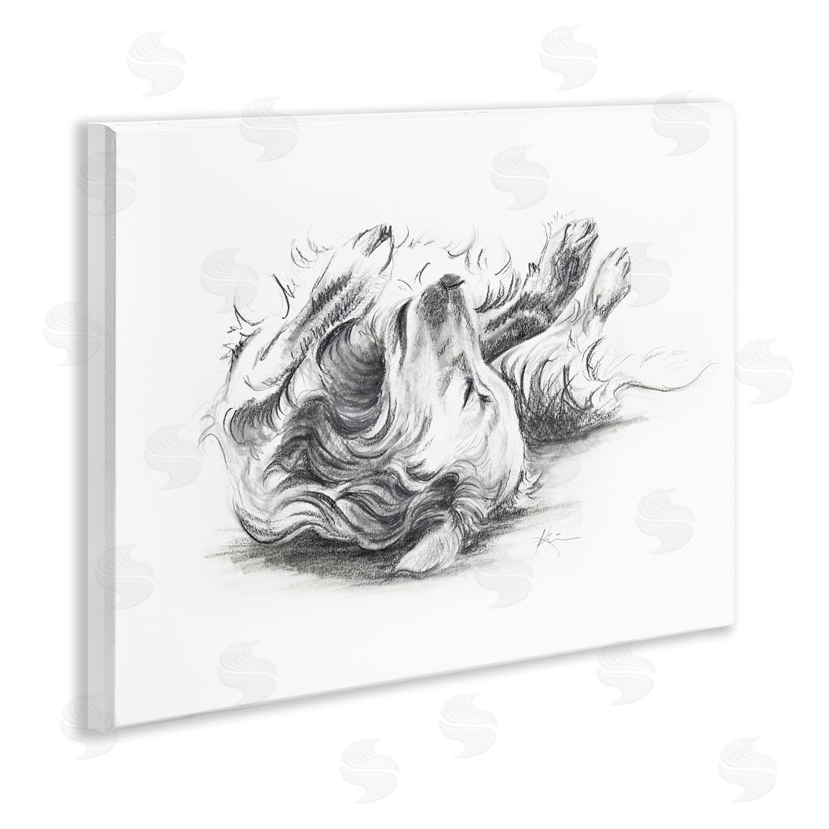 Lindsay Kivi Fine Art Naptime Dog Drawing Wooden Wall Plaque Art Print