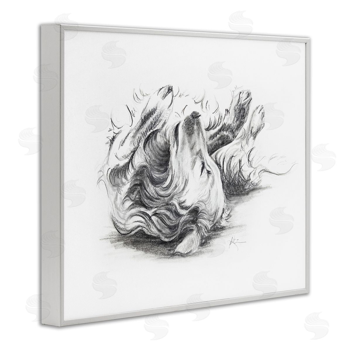 Lindsay Kivi Fine Art Naptime Dog Drawing White Framed Giclee Wall Art Print