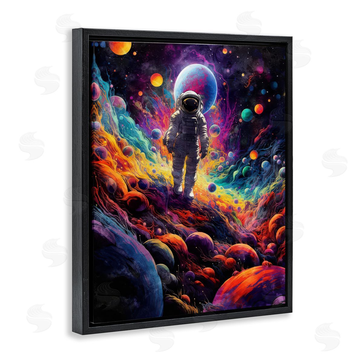 Nina Blue Stepping on Space Terrain Black Floating Frame Canvas Wall Art Print
