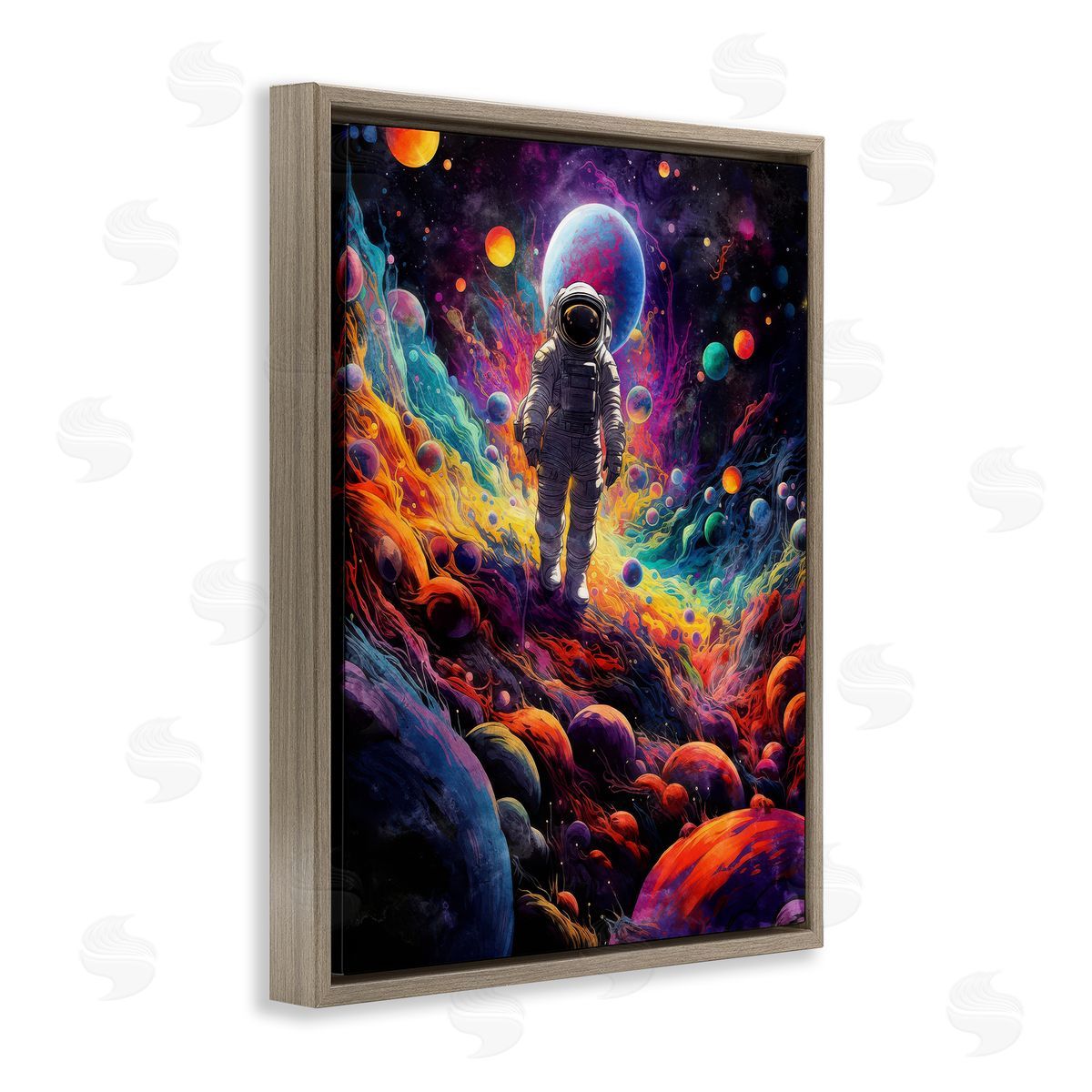 Nina Blue Stepping on Space Terrain Brown Floating Frame Canvas Wall Art Print