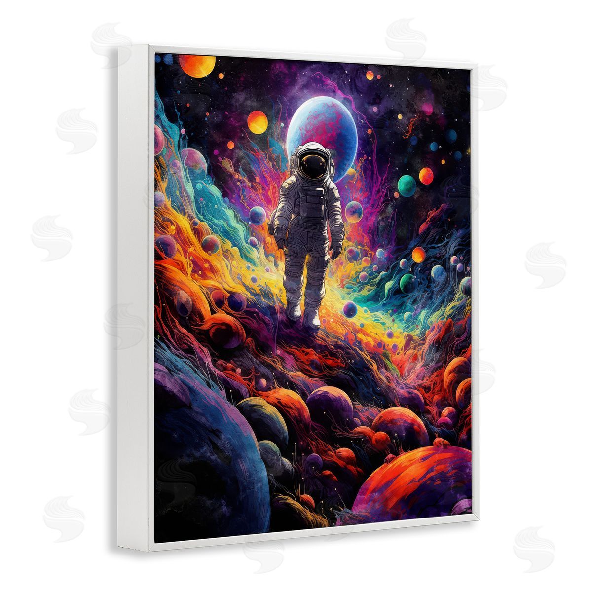 Nina Blue Stepping on Space Terrain White Framed Giclee Wall Art Print