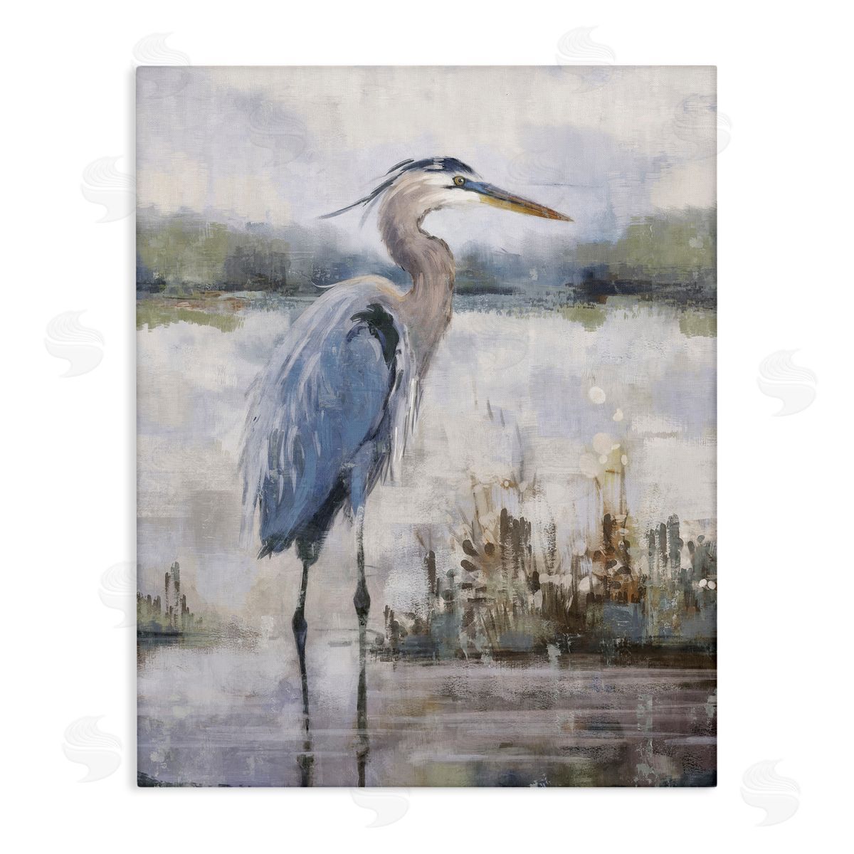 Nina Blue Coastal Sea Heron Canvas Wall Art Print