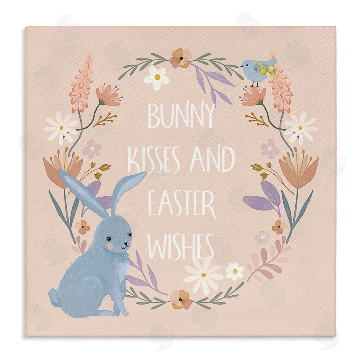 Nina Blue Bunny Kisses Easter Wishes Canvas Wall Art Print