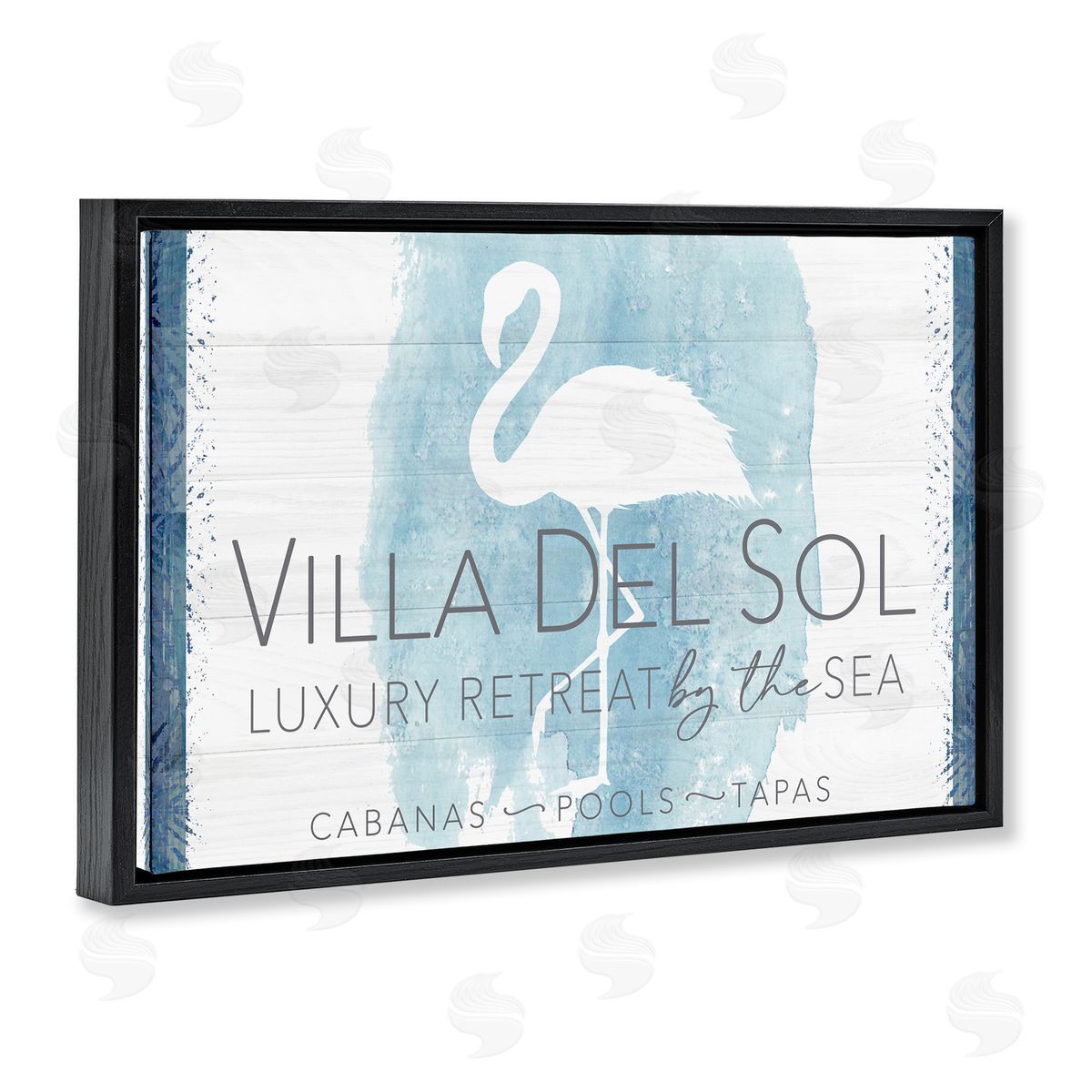 Fluidity/PDR LLC. Beach Retreat Flamingo Sign Black Floating Frame Canvas Wall Art Print