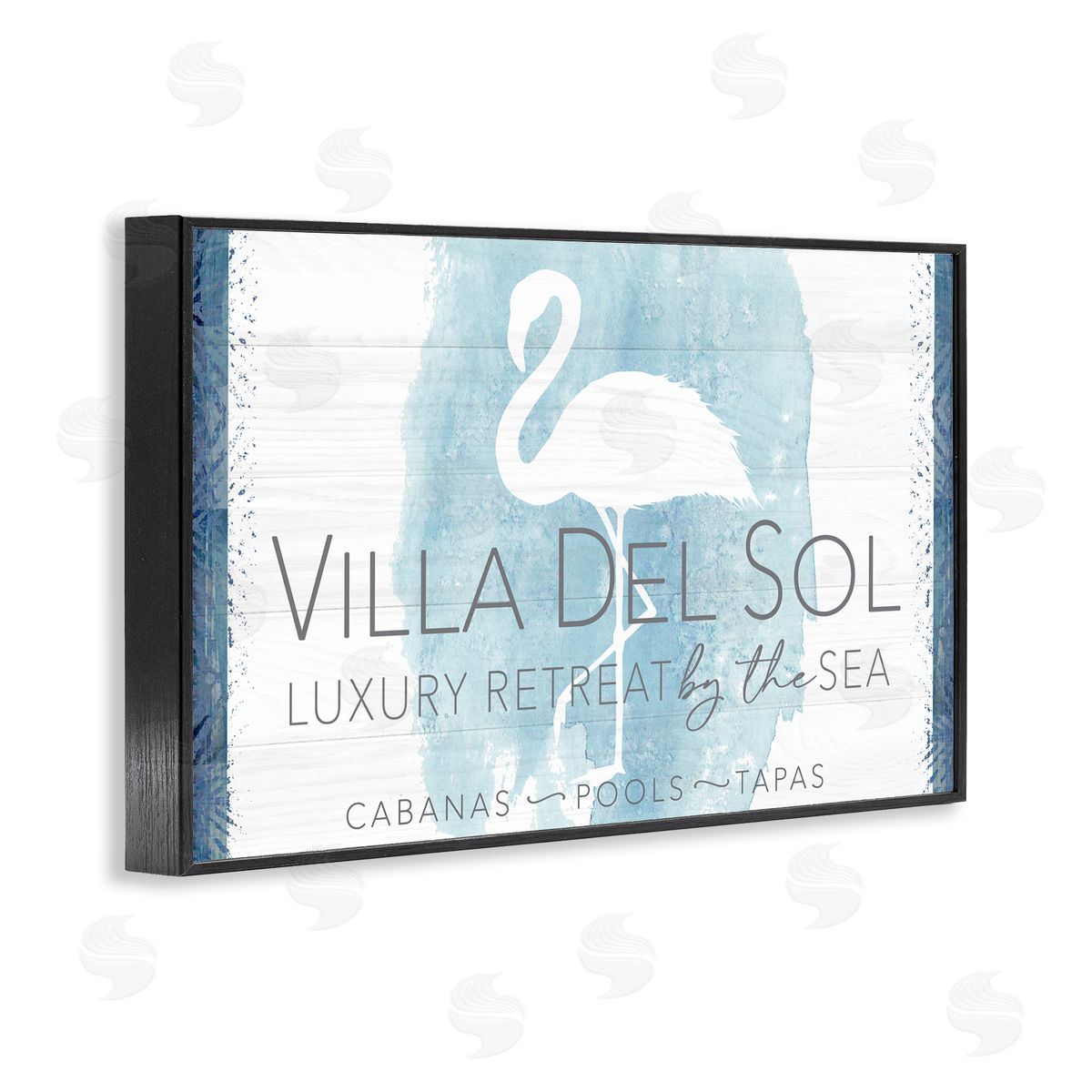 Fluidity/PDR LLC. Beach Retreat Flamingo Sign Black Framed Giclee Wall Art Print