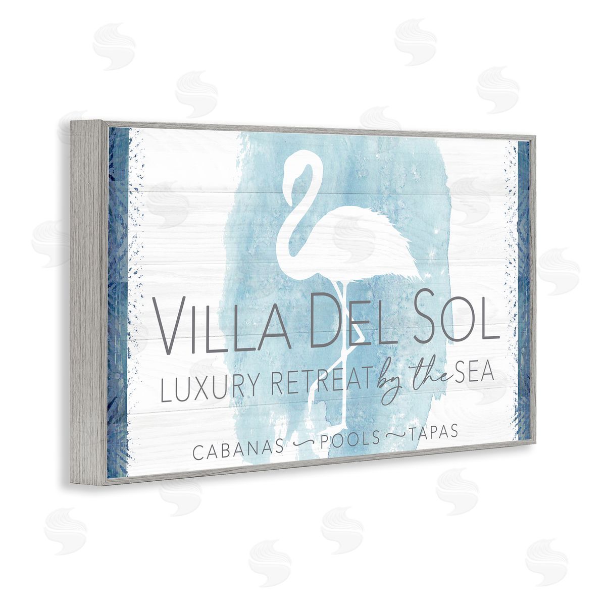 Fluidity/PDR LLC. Beach Retreat Flamingo Sign Gray Framed Giclee Wall Art Print