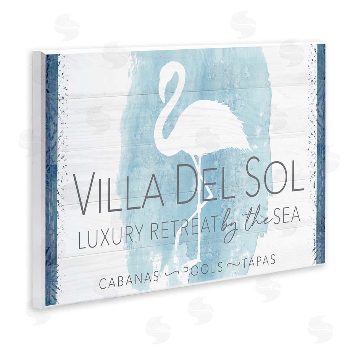 Fluidity/PDR LLC. Beach Retreat Flamingo Sign Wooden Wall Plaque Art Print