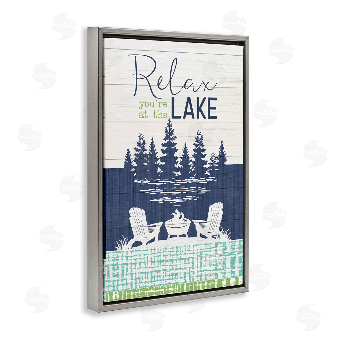 Fluidity/PDR LLC. Relax at Lake Rustic View Gray Floating Frame Canvas Wall Art Print
