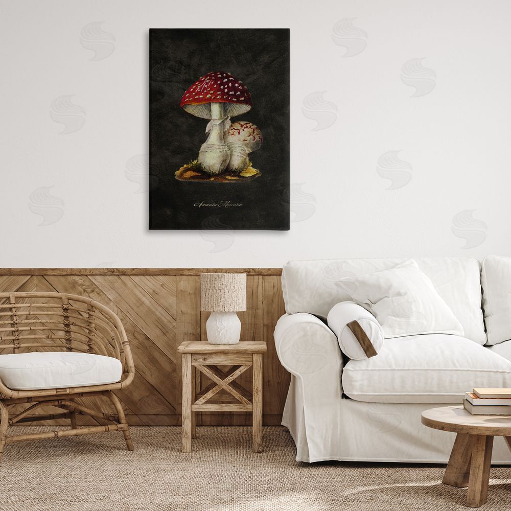 Tina Higgins Designs Inc. Rustic Mushroom Pair Canvas Wall Art Print in Room