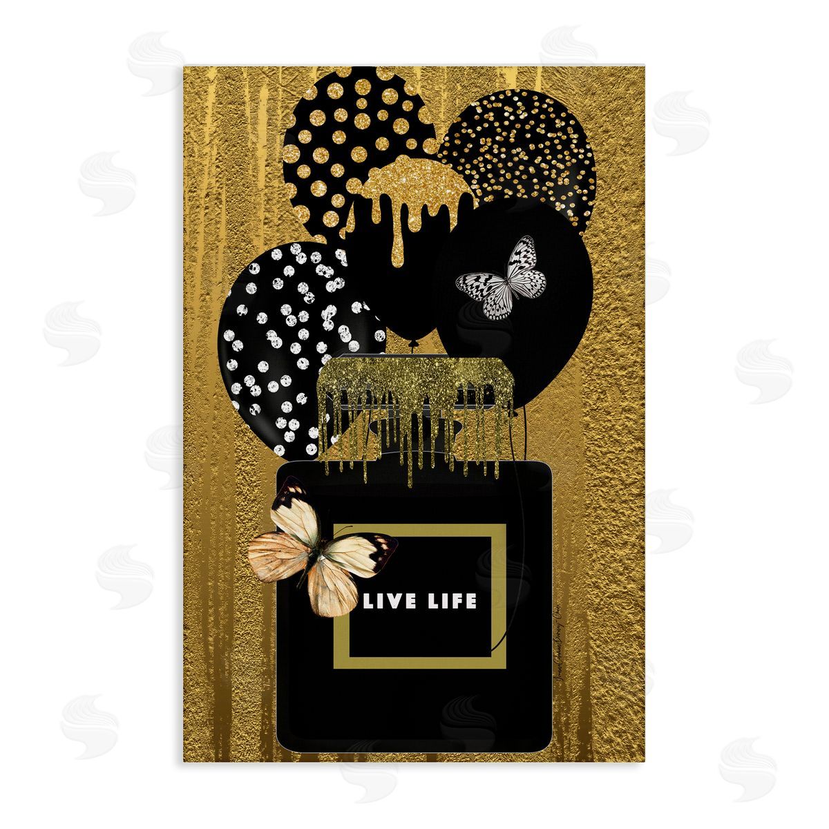 Yvonne Coleman Burney Live Life Gold & Black Canvas Wall Art Print