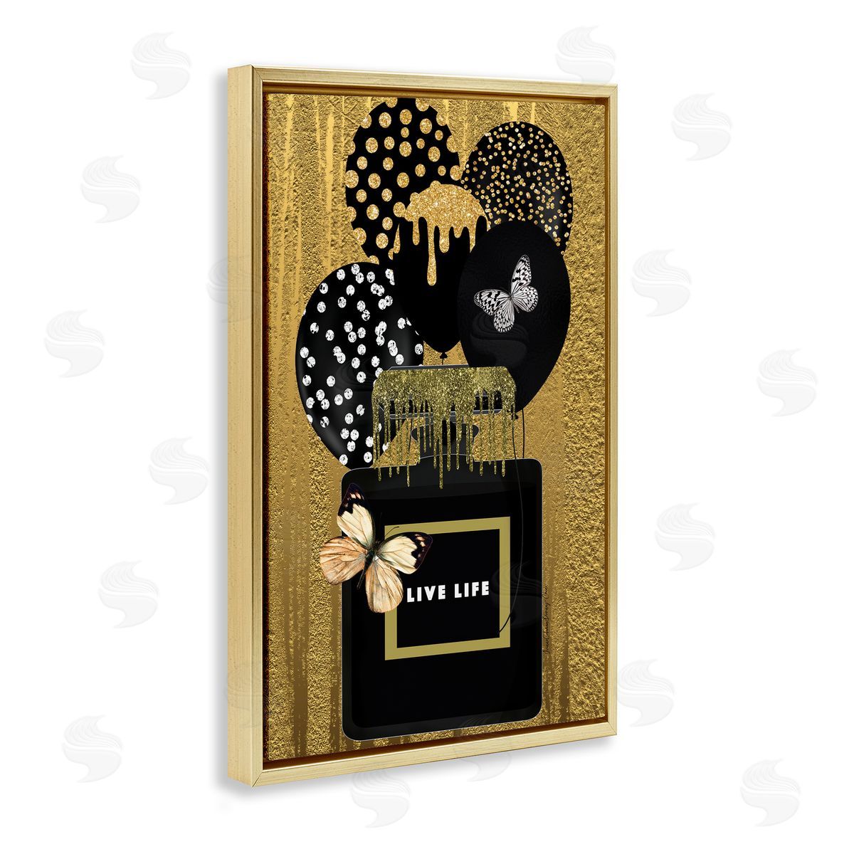 Yvonne Coleman Burney Live Life Gold & Black Gold Floating Frame Canvas Wall Art Print