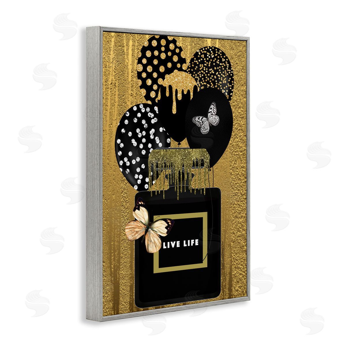 Yvonne Coleman Burney Live Life Gold & Black Gray Framed Giclee Wall Art Print