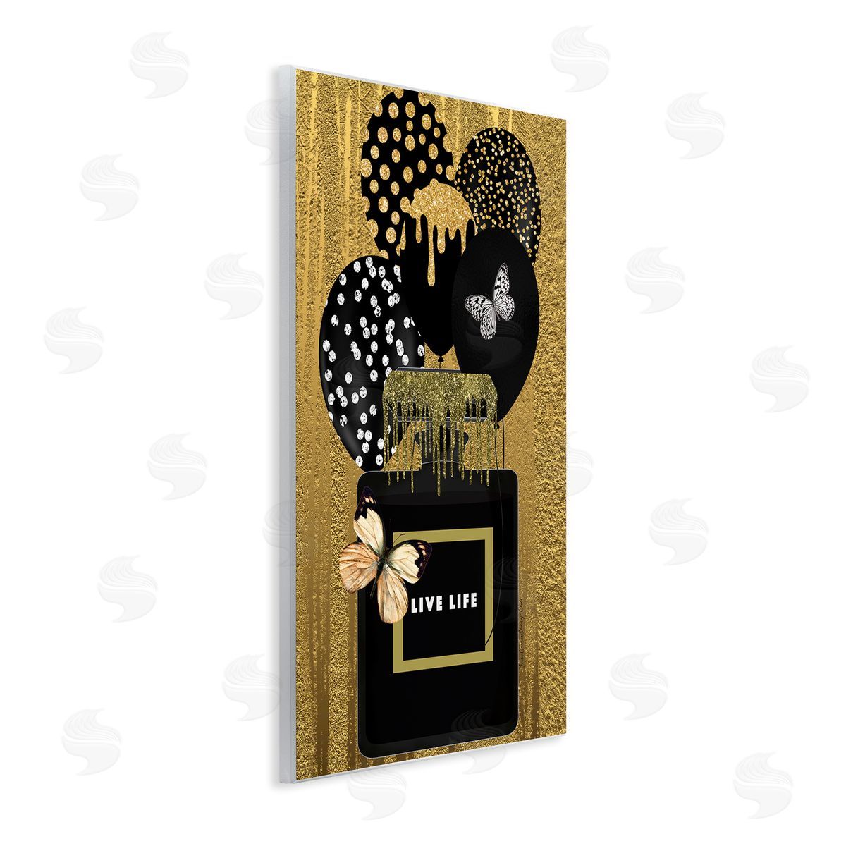 Yvonne Coleman Burney Live Life Gold & Black Wooden Wall Plaque Art Print