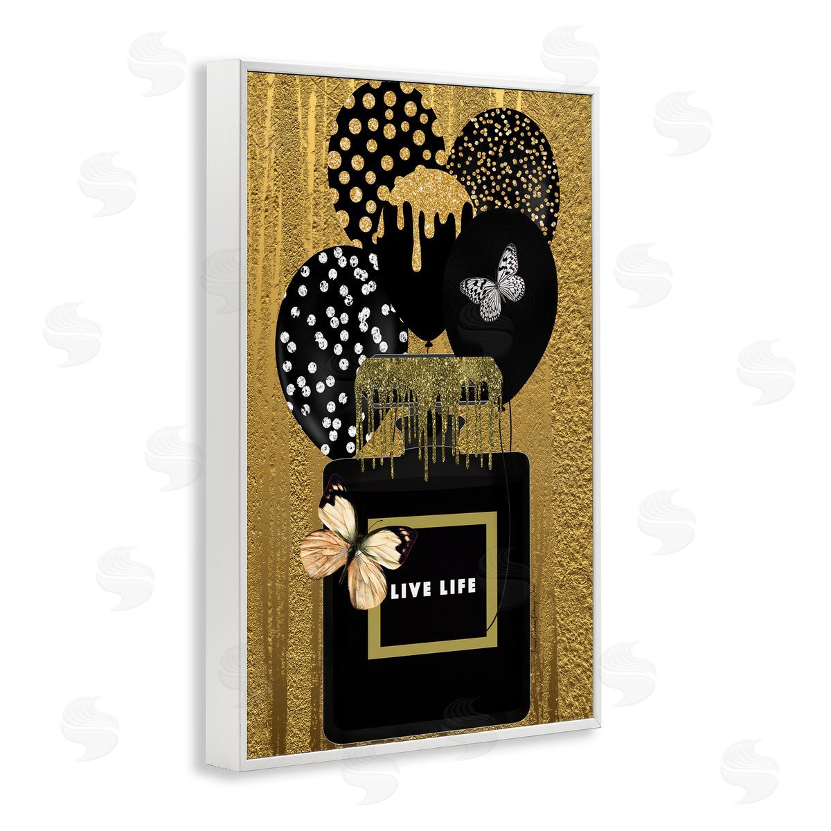 Yvonne Coleman Burney Live Life Gold & Black White Framed Giclee Wall Art Print