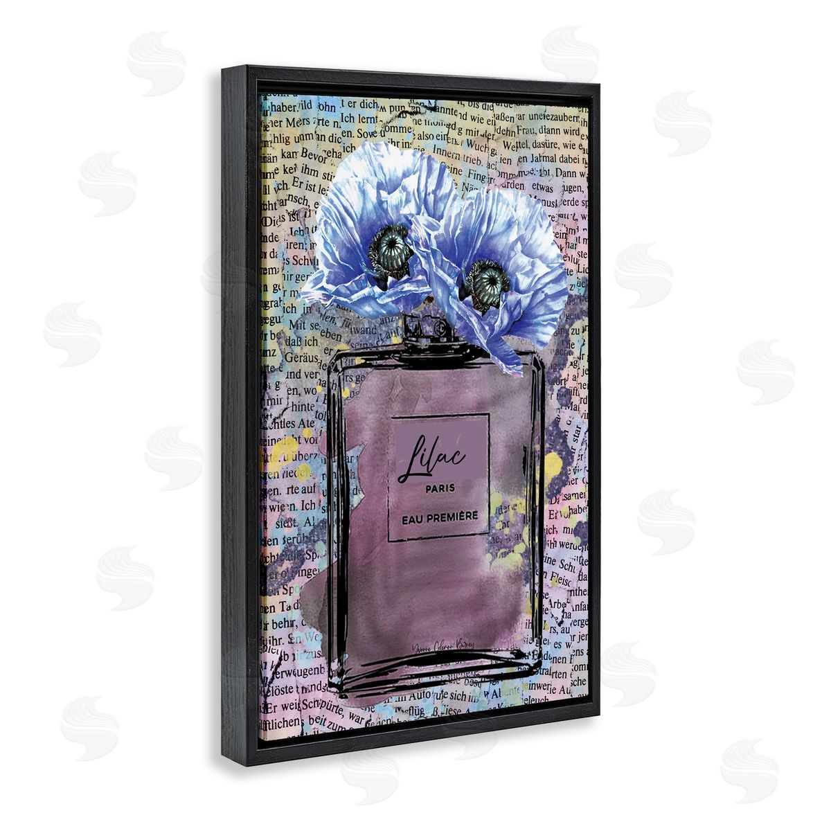 Yvonne Coleman Burney Lilac Perfume with Blossoms Black Floating Frame Canvas Wall Art Print