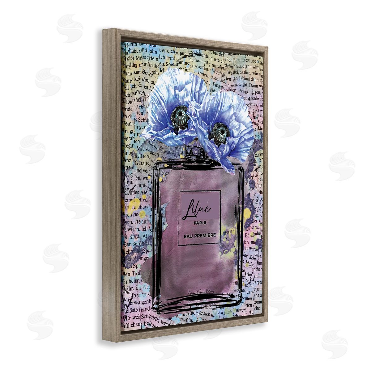 Yvonne Coleman Burney Lilac Perfume with Blossoms Brown Floating Frame Canvas Wall Art Print