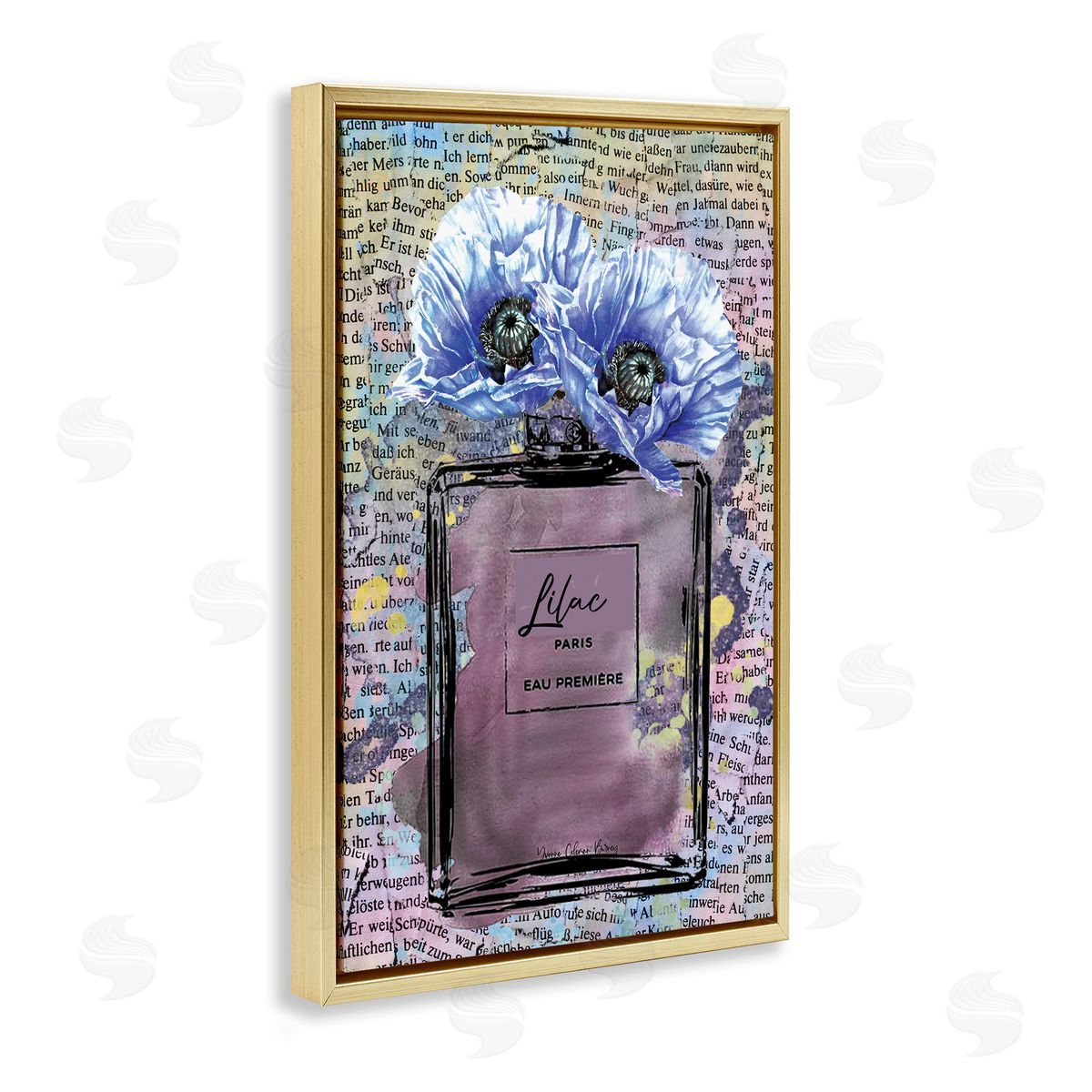 Yvonne Coleman Burney Lilac Perfume with Blossoms Gold Floating Frame Canvas Wall Art Print