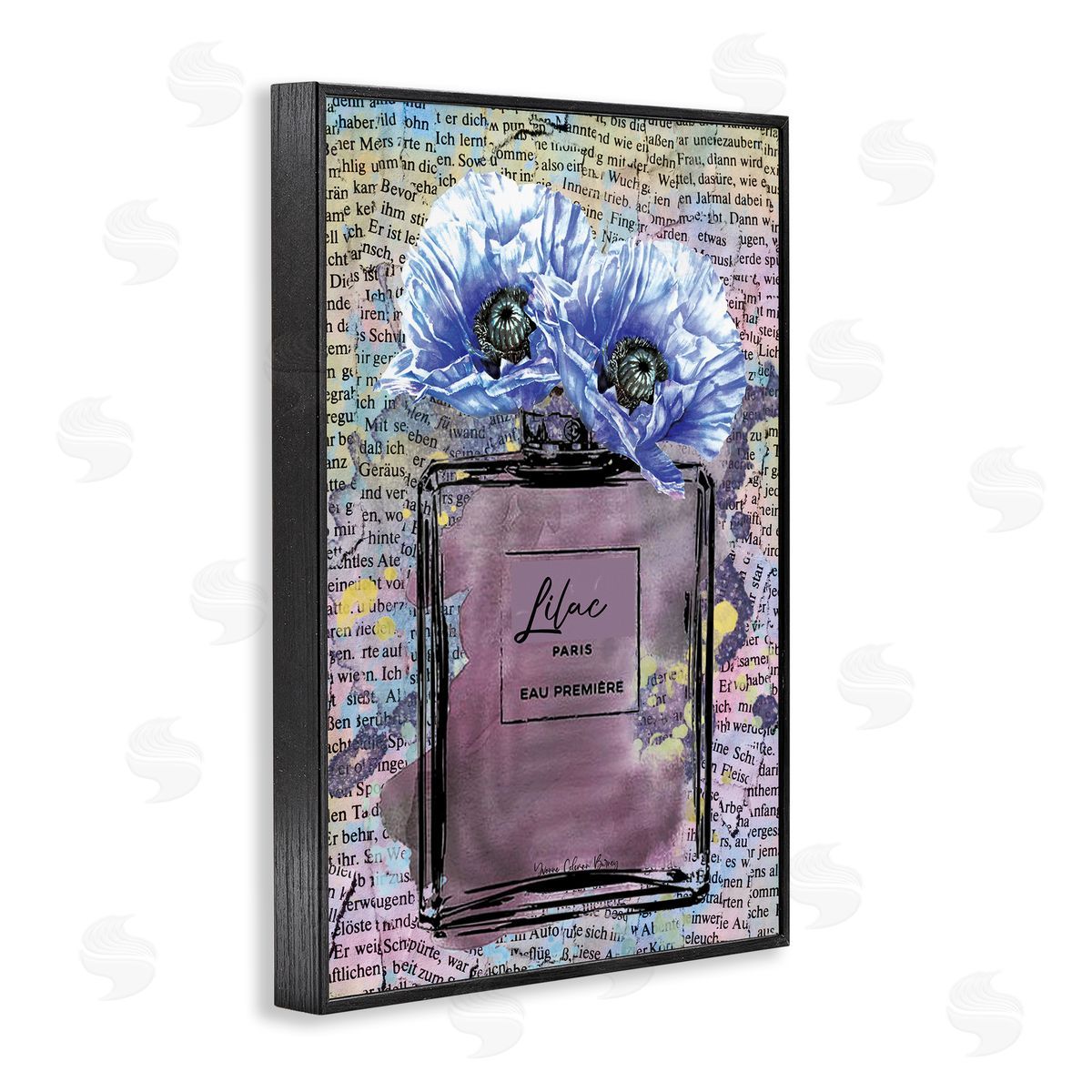 Yvonne Coleman Burney Lilac Perfume with Blossoms Black Framed Giclee Wall Art Print