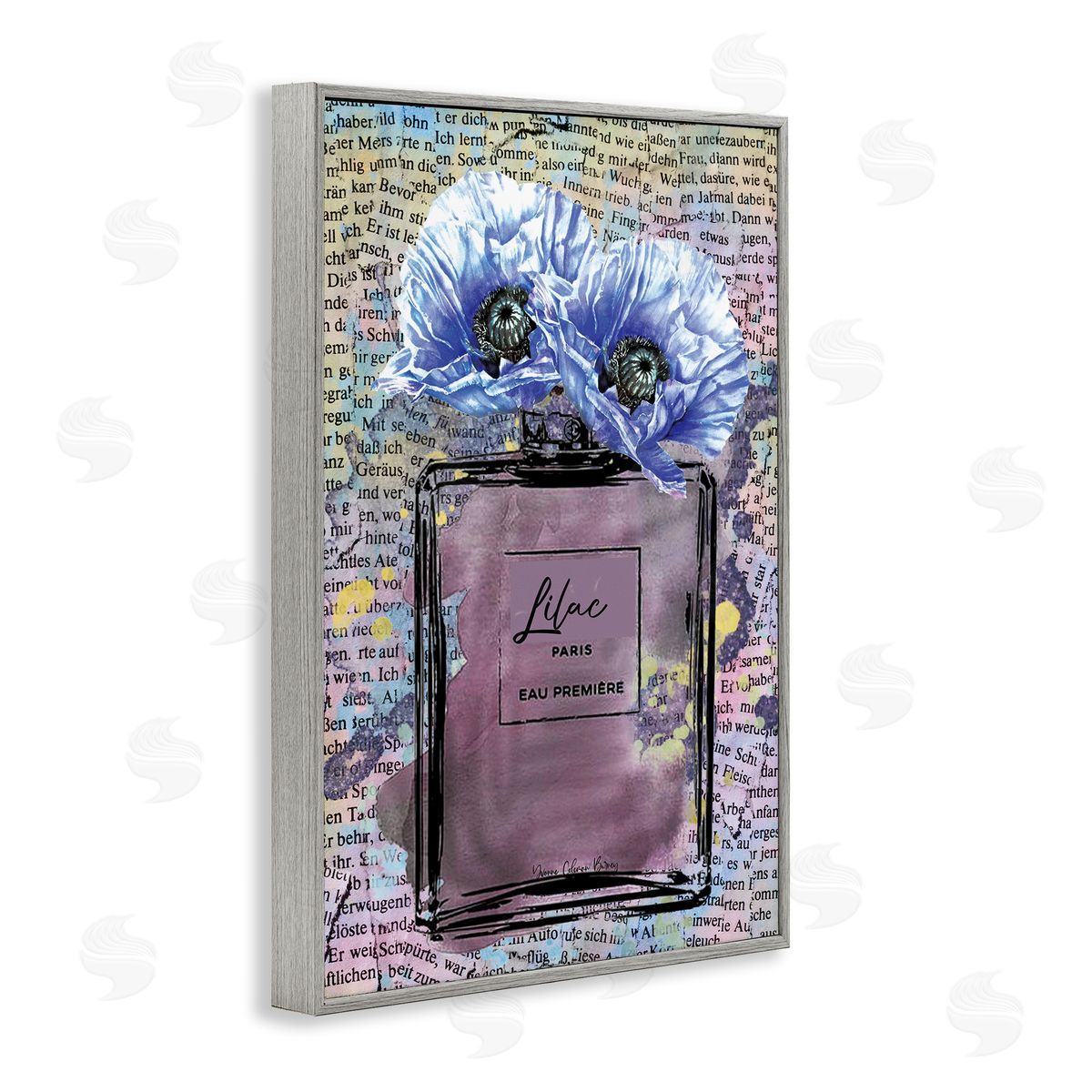 Yvonne Coleman Burney Lilac Perfume with Blossoms Gray Framed Giclee Wall Art Print