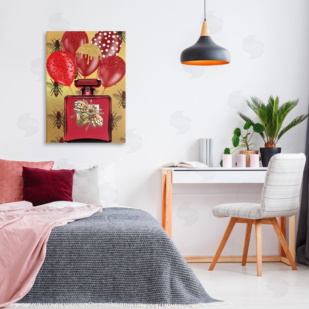 Yvonne Coleman Burney Glam Red Bee Perfume Canvas Wall Art Print in Room