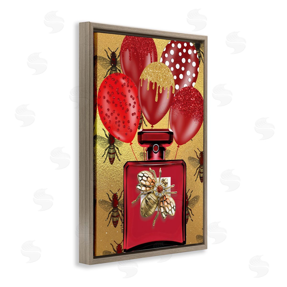 Yvonne Coleman Burney Glam Red Bee Perfume Brown Floating Frame Canvas Wall Art Print