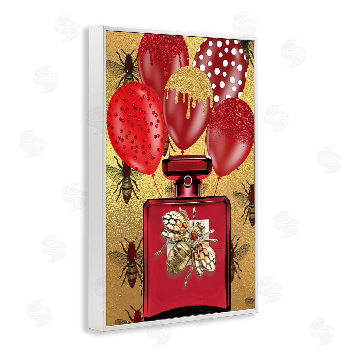 Yvonne Coleman Burney Glam Red Bee Perfume White Framed Giclee Wall Art Print
