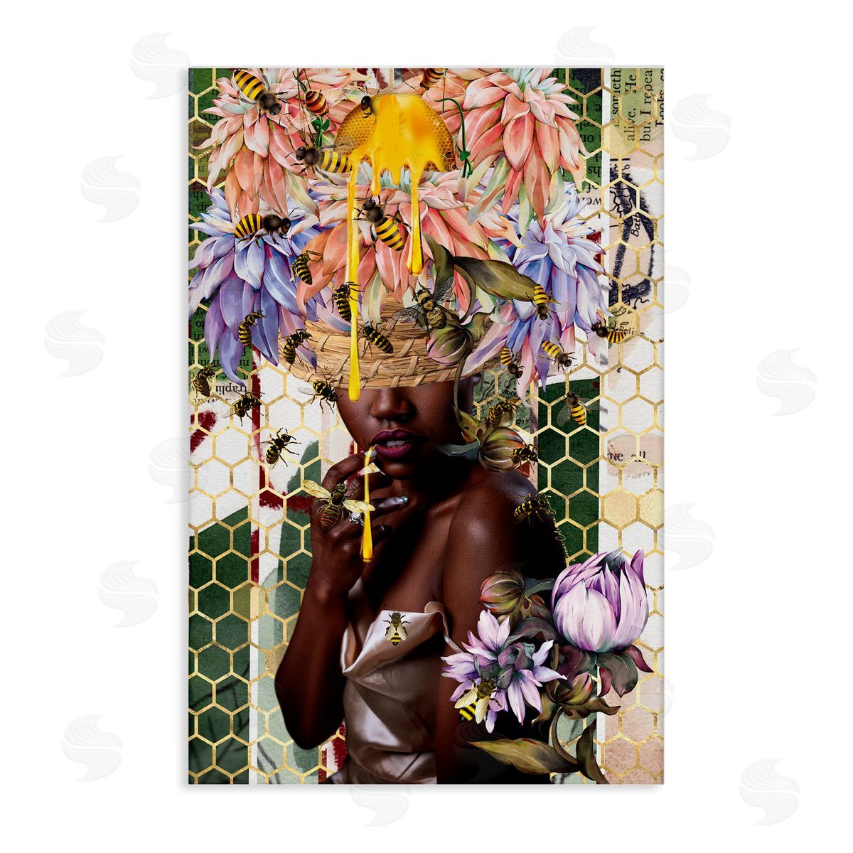 Yvonne Coleman Burney Glam & Honeycomb Queen Bee Canvas Wall Art Print