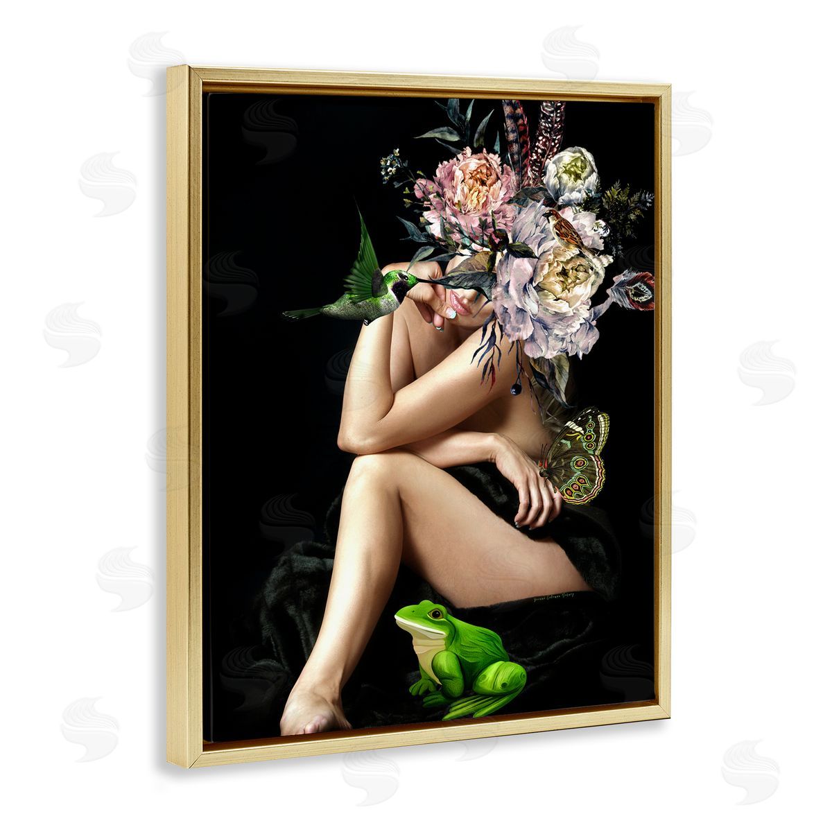 Yvonne Coleman Burney Midnight Elevations Portrait Gold Floating Frame Canvas Wall Art Print