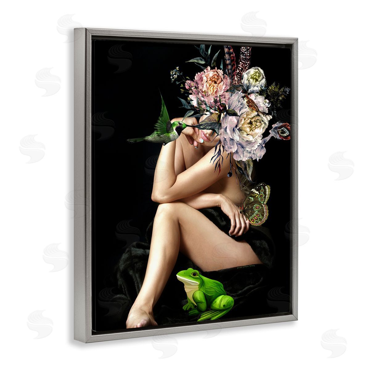 Yvonne Coleman Burney Midnight Elevations Portrait Gray Floating Frame Canvas Wall Art Print