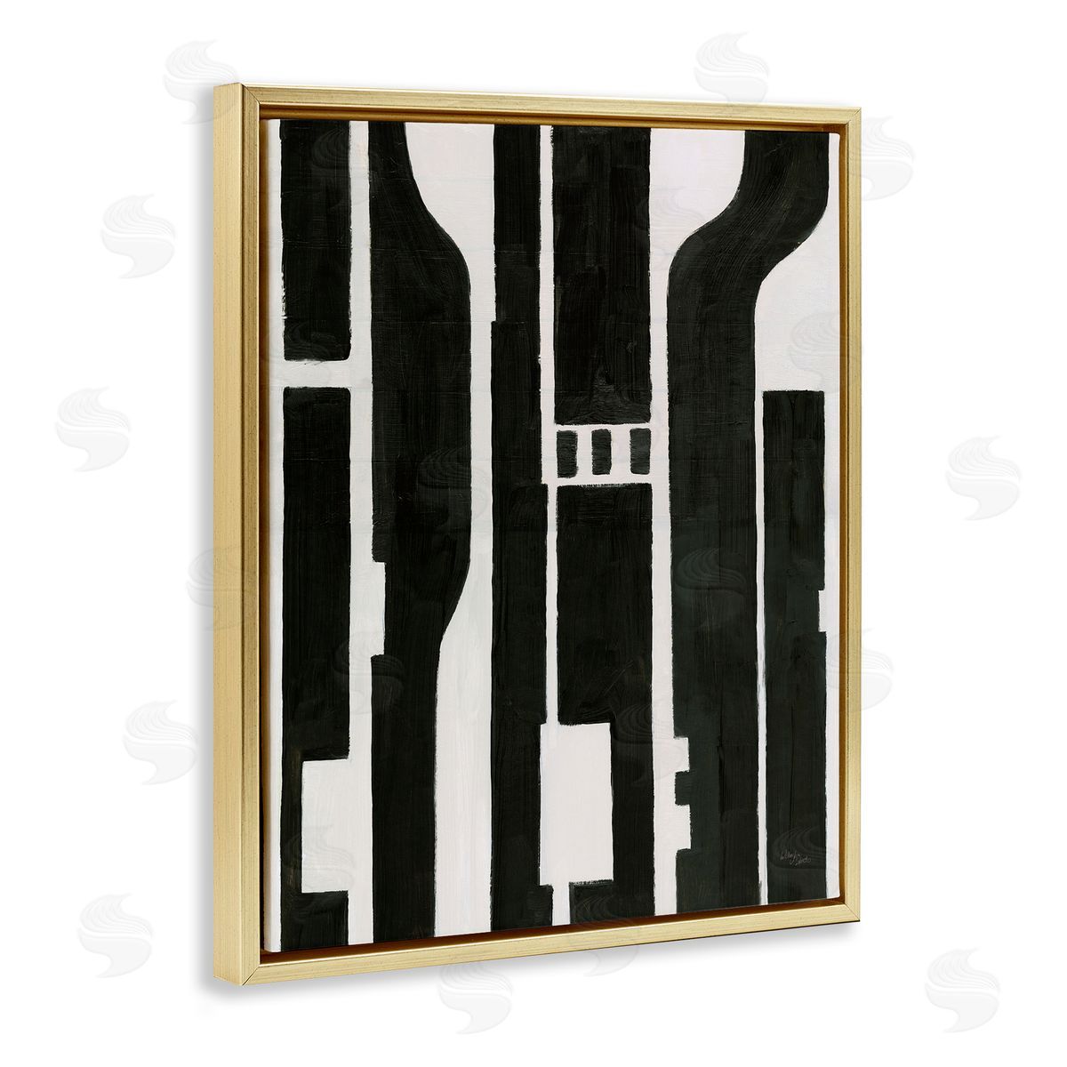 Wellington Studio Circuit Abstract Composition Gold Floating Frame Canvas Wall Art Print