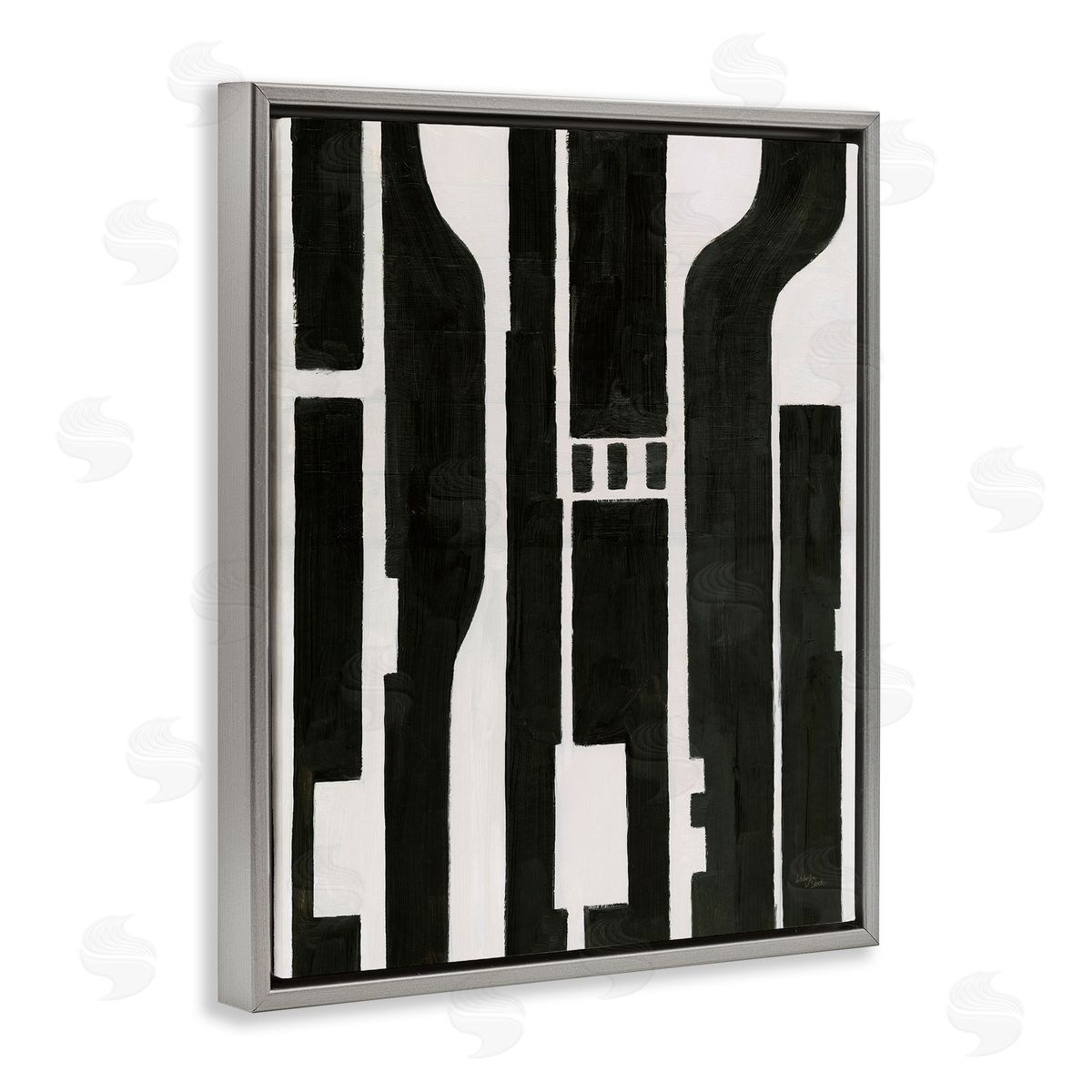 Wellington Studio Circuit Abstract Composition Gray Floating Frame Canvas Wall Art Print