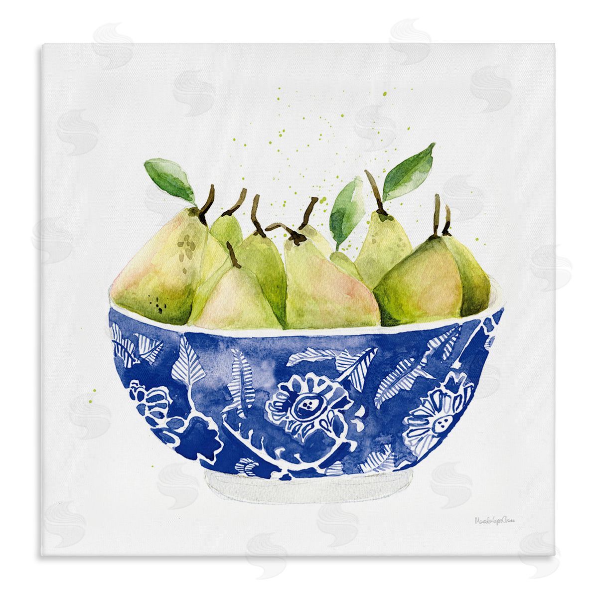 Mercedes Lopez Charro Elegant Bowl of Pears Canvas Wall Art Print