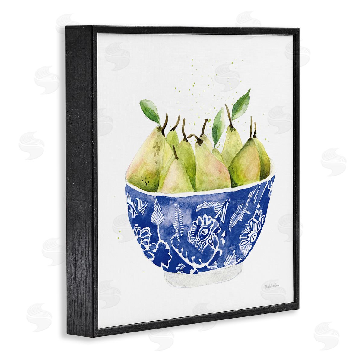Mercedes Lopez Charro Elegant Bowl of Pears Black Framed Giclee Wall Art Print