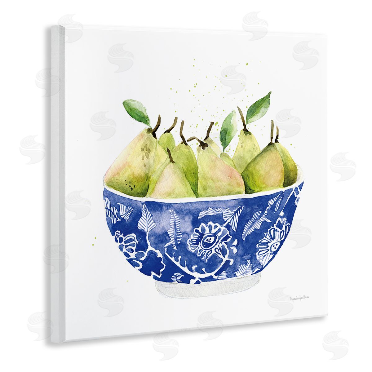 Mercedes Lopez Charro Elegant Bowl of Pears Wooden Wall Plaque Art Print
