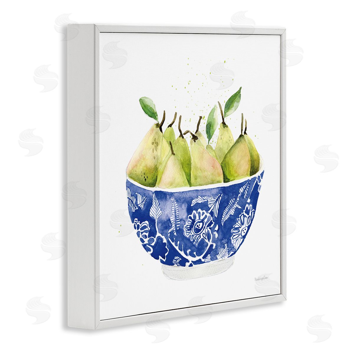 Mercedes Lopez Charro Elegant Bowl of Pears White Framed Giclee Wall Art Print