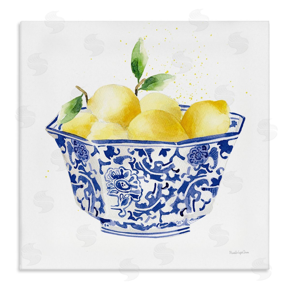 Mercedes Lopez Charro Elegant Bowl of Lemons Canvas Wall Art Print