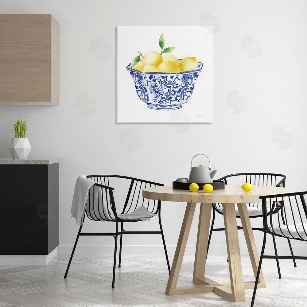 Mercedes Lopez Charro Elegant Bowl of Lemons Canvas Wall Art Print in Room