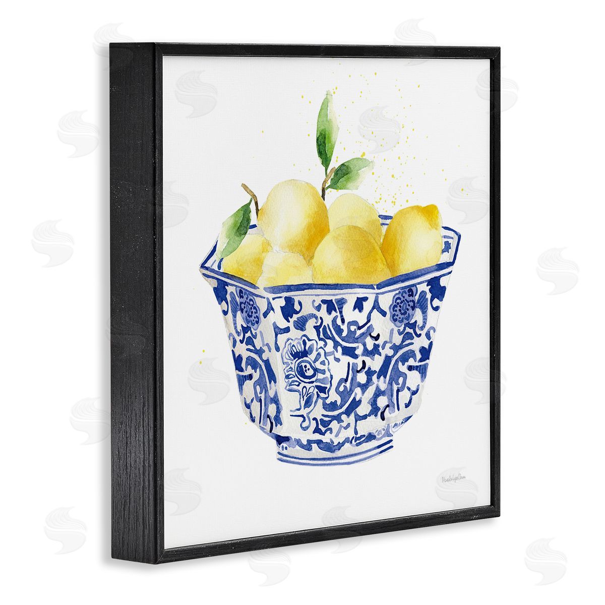 Mercedes Lopez Charro Elegant Bowl of Lemons Black Framed Giclee Wall Art Print