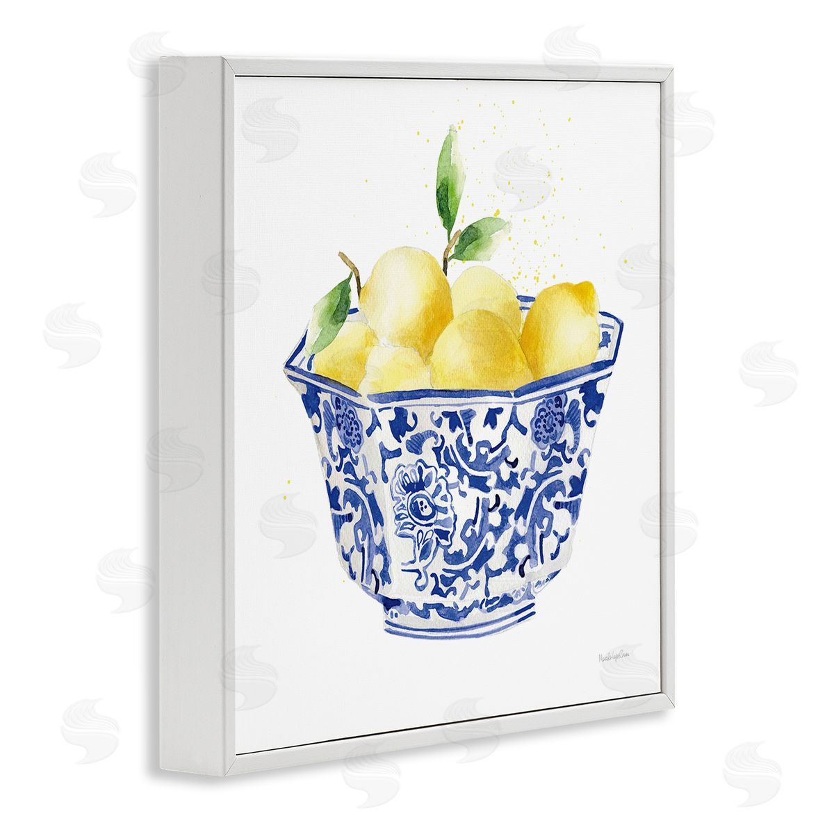 Mercedes Lopez Charro Elegant Bowl of Lemons White Framed Giclee Wall Art Print