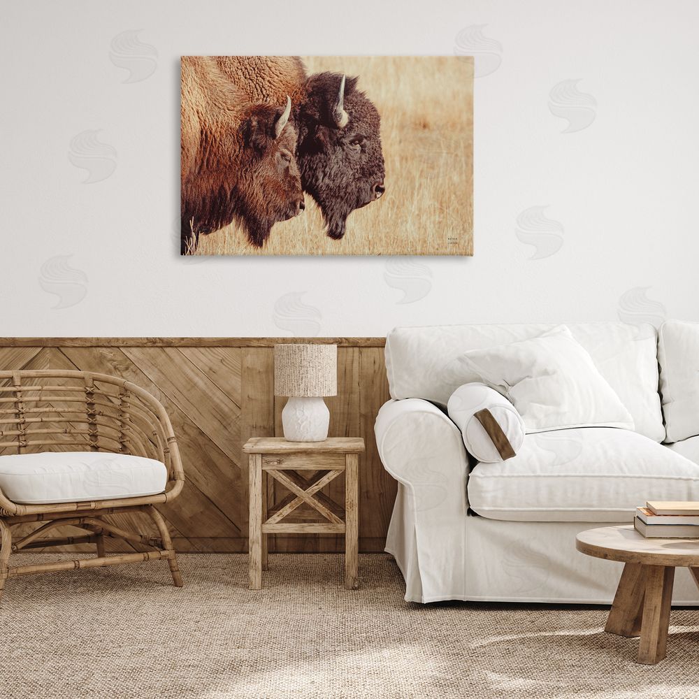 Nathan Larson Bison Pair in Countryside Canvas Wall Art Print in Room